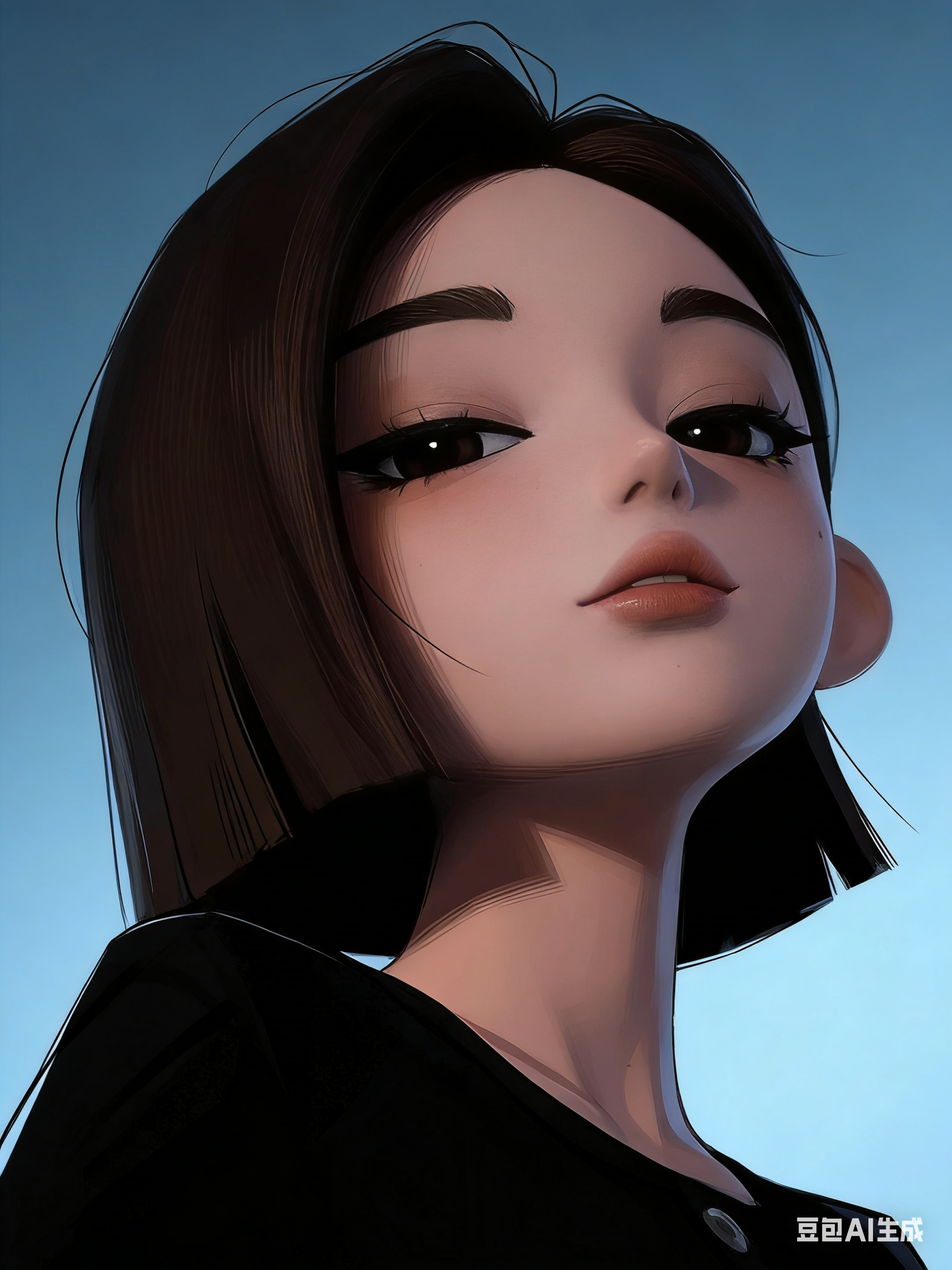 以细腻的漫画厚涂风格呈现,画面主体是第1张图片中的少年女性,浑身散发着清冷的气质,痞帅的模样十分吸睛,侵略性的神态从那眯眯眼中流露出来,还带着一丝轻蔑。给人高冷傲娇、危险且病娇的感觉,仿佛有着强烈的占有欲。整个画面运用仰视的角度,突出人物…