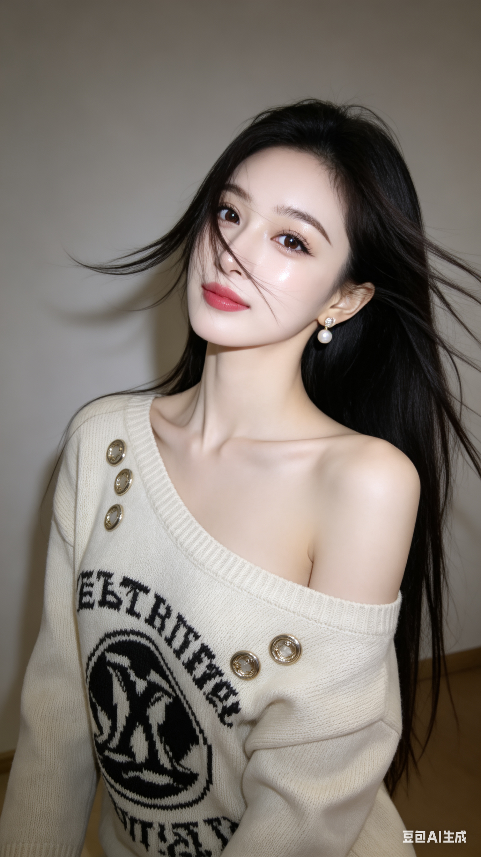 以第1张图片为基础,将女孩改为超高颜值骨感甜美女孩,制作成网感头像远景效果,保留瓷白奶油白冷白皮,添加脸部曝光和脸部高光,让鼻子亮晶晶,拥有漂亮的大眼睛和自然卷翘的睫毛,提升皮肤质感,充满少女感和网感,带着无辜大眼睛和微醺神态,自然松弛,…