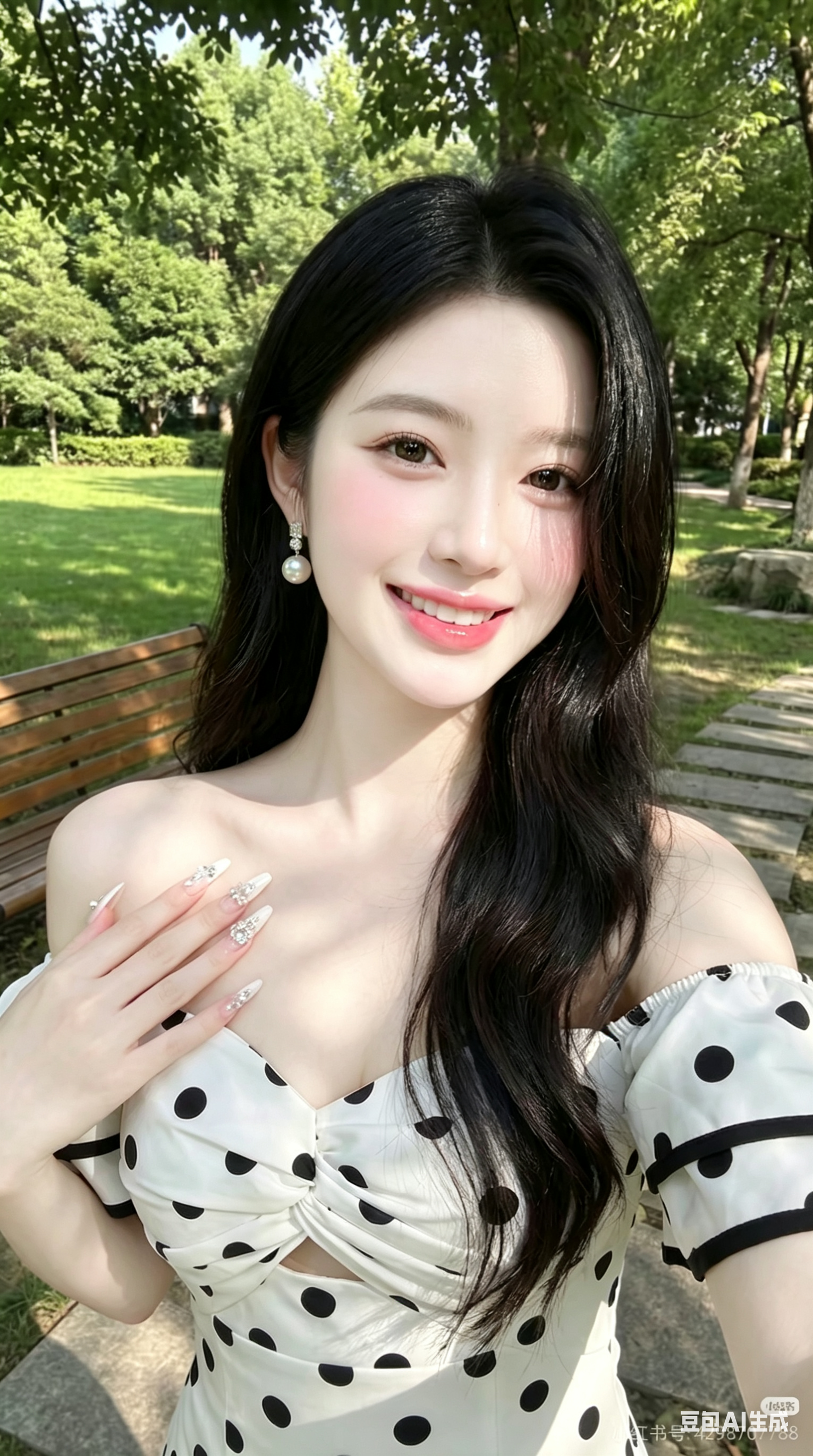 将第1张图片里的女生修改为脸圆肤如雪白。原比例。