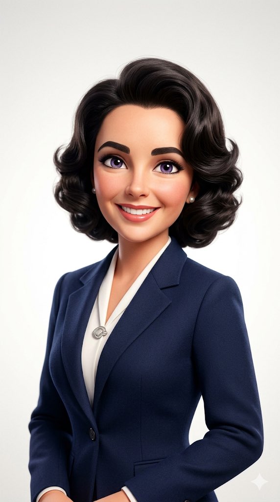 Pixar-style 3D avatar of [ reference person ], confident, warm smile. Tailored outfit, subtle catchlights in eyes, soft…