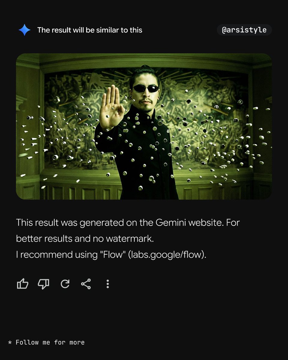 "Image from subject, medium eye-level shot. Subject standing, looking directly forward, right arm extended with flat pa…