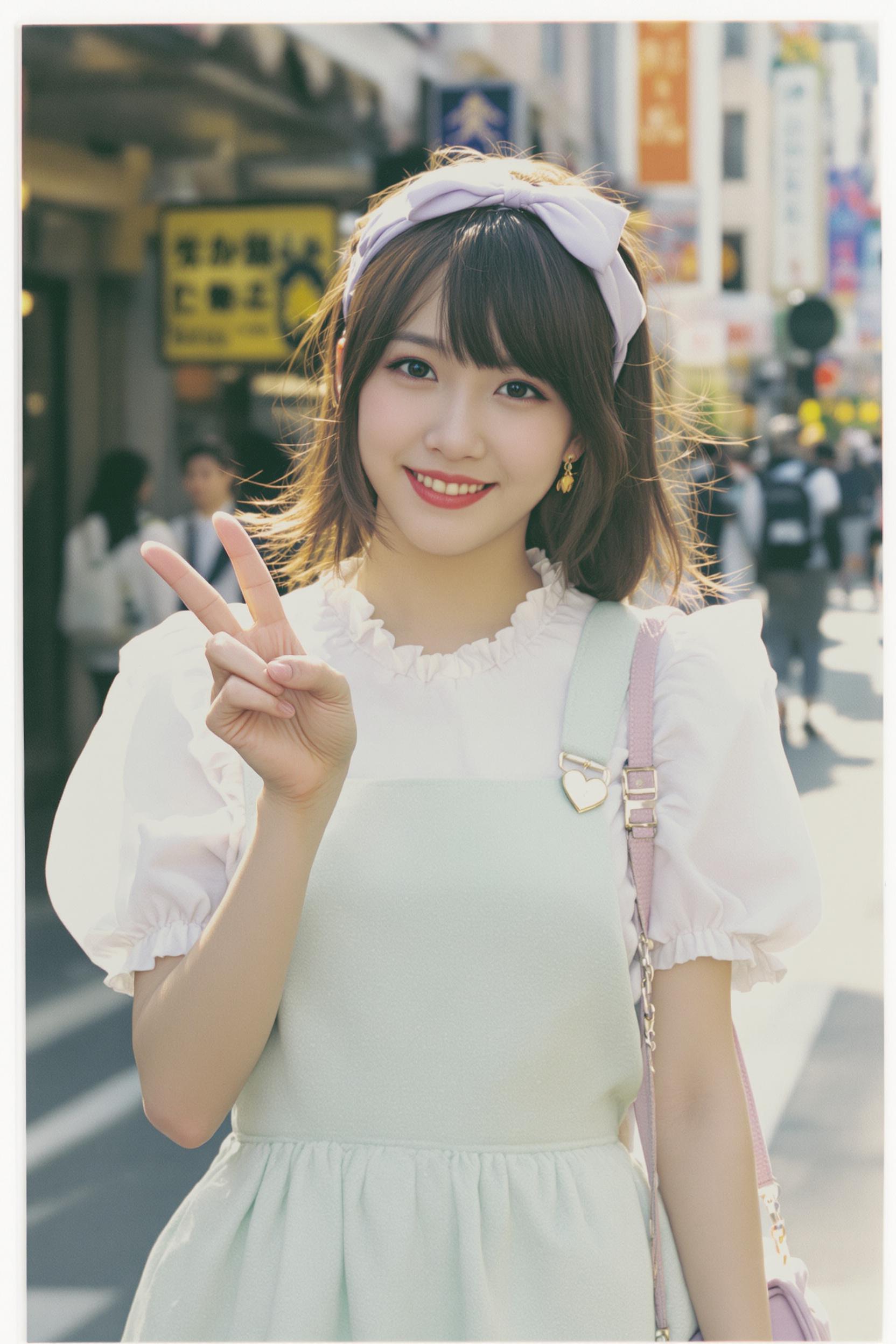A pretty girl in Tokyo, 90's, medium framing from chest up
