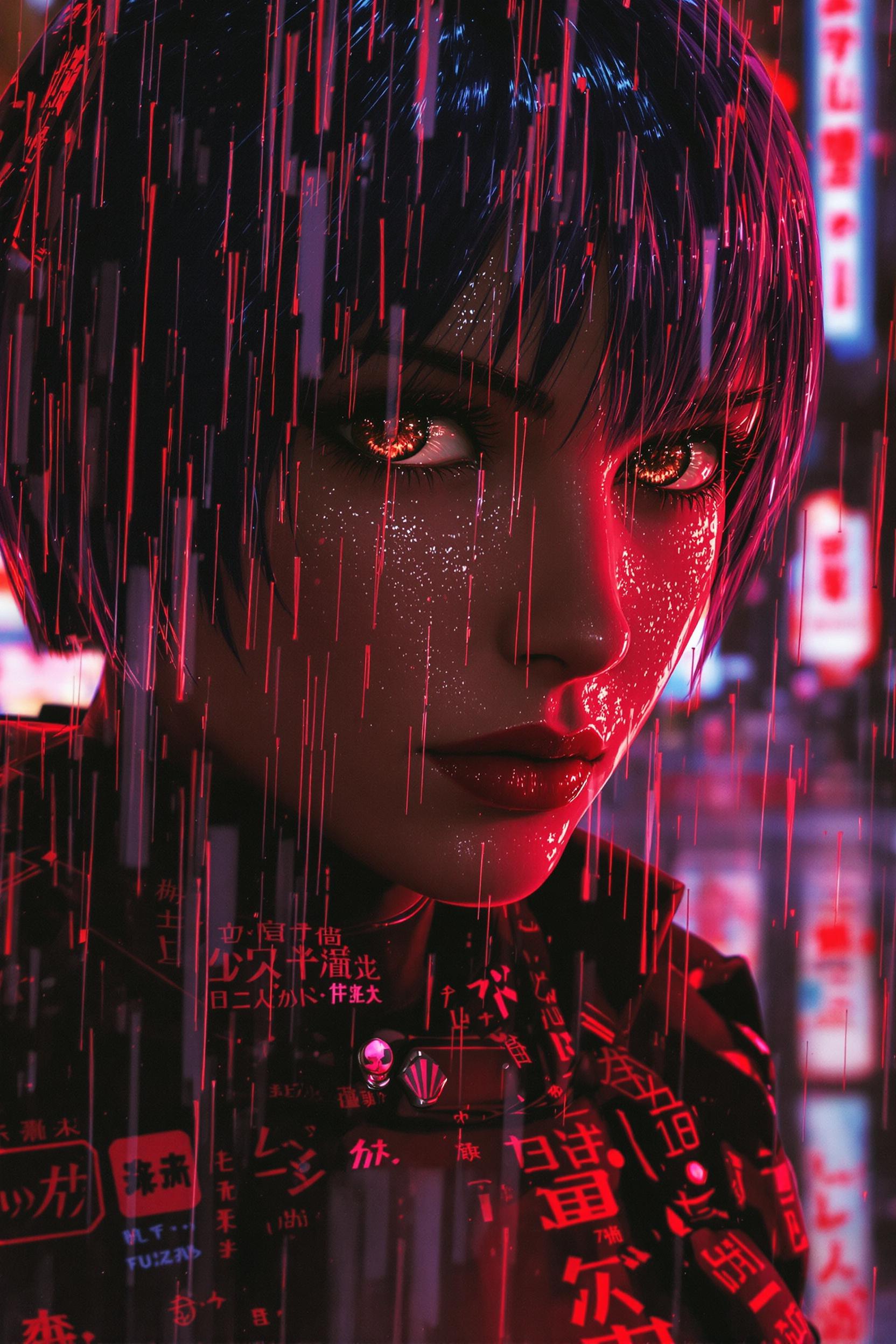 Anime art of ghost in the Shell, detailed scene, red, perfect face, intricately detailed photorealism, reflections on p…