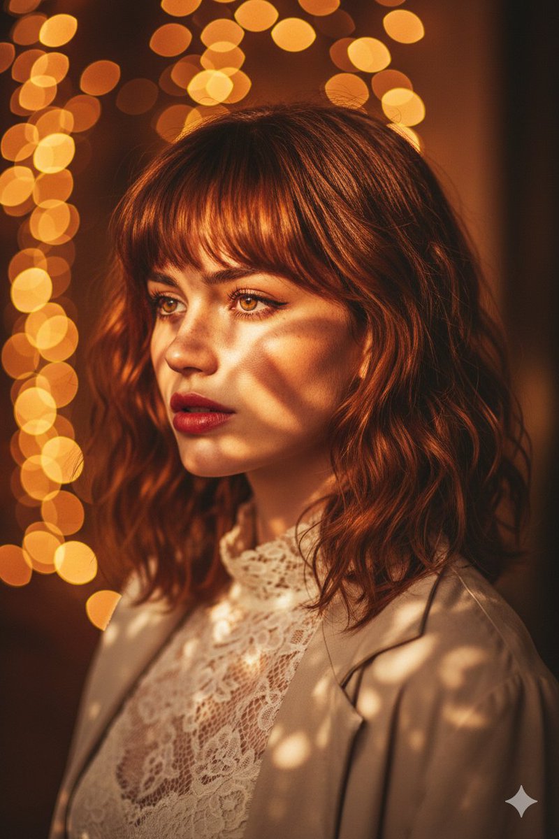 A high-detail cinematic portrait of a beautiful woman, using the provided image for face reference. She has wavy, wet-l…