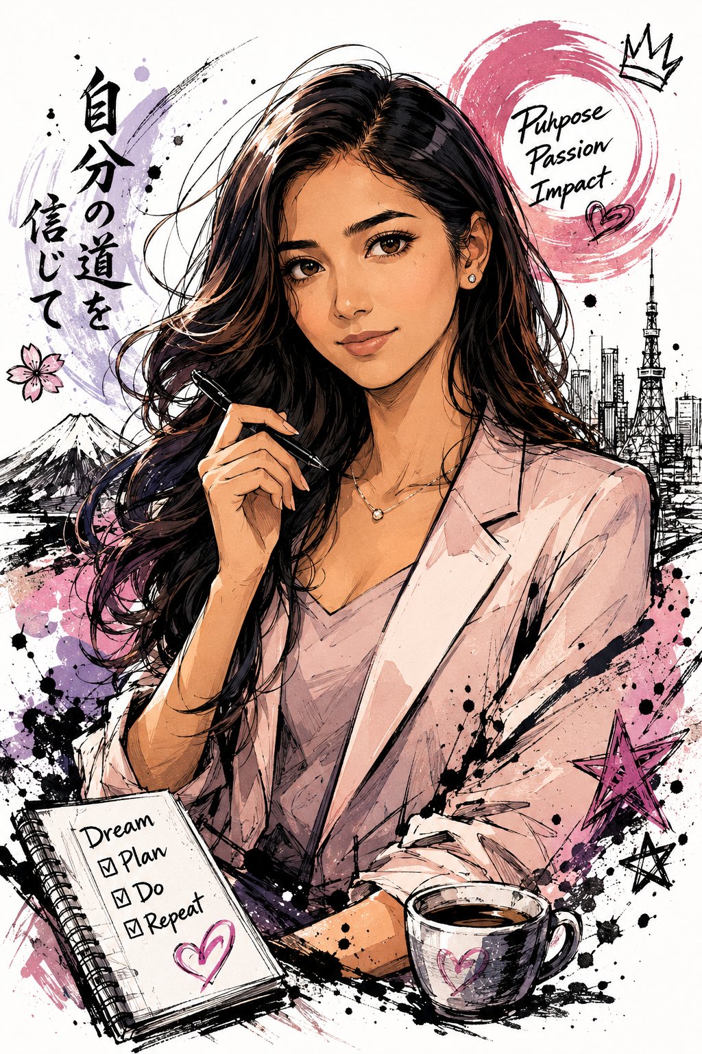 Generate an illustration of "me" as you imagine it. Features include a Japanese illustration style, distinct character …