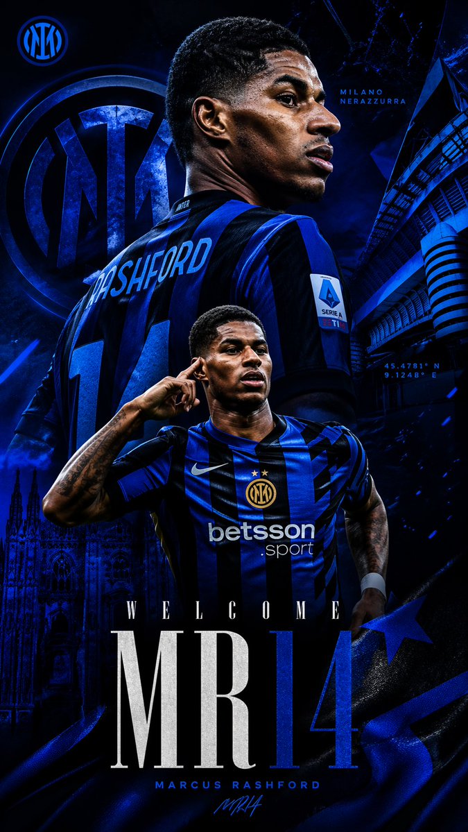 Make an image, a {argument name="player" default="Marcus Rashford"} design for {argument name="team" default="inter mil…