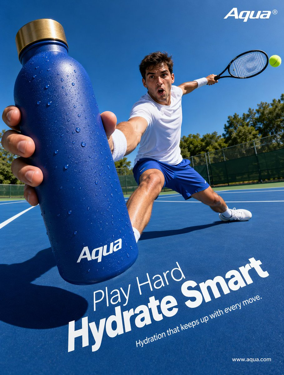 Create a hyper-realistic sports advertising poster shot from an extreme wide-angle, low courtside perspective on a brig…