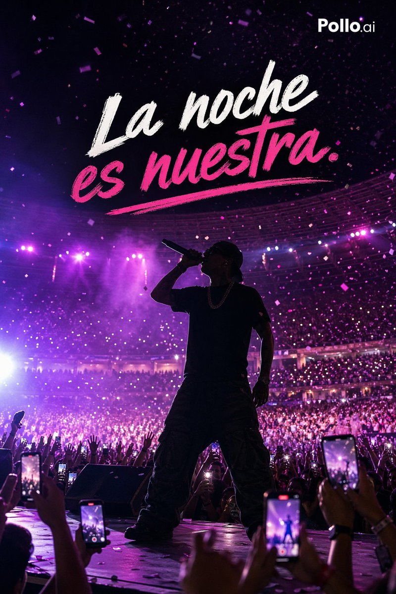 A dramatic vertical concert poster photograph shot from the audience at stage level, showing a single male performer in…