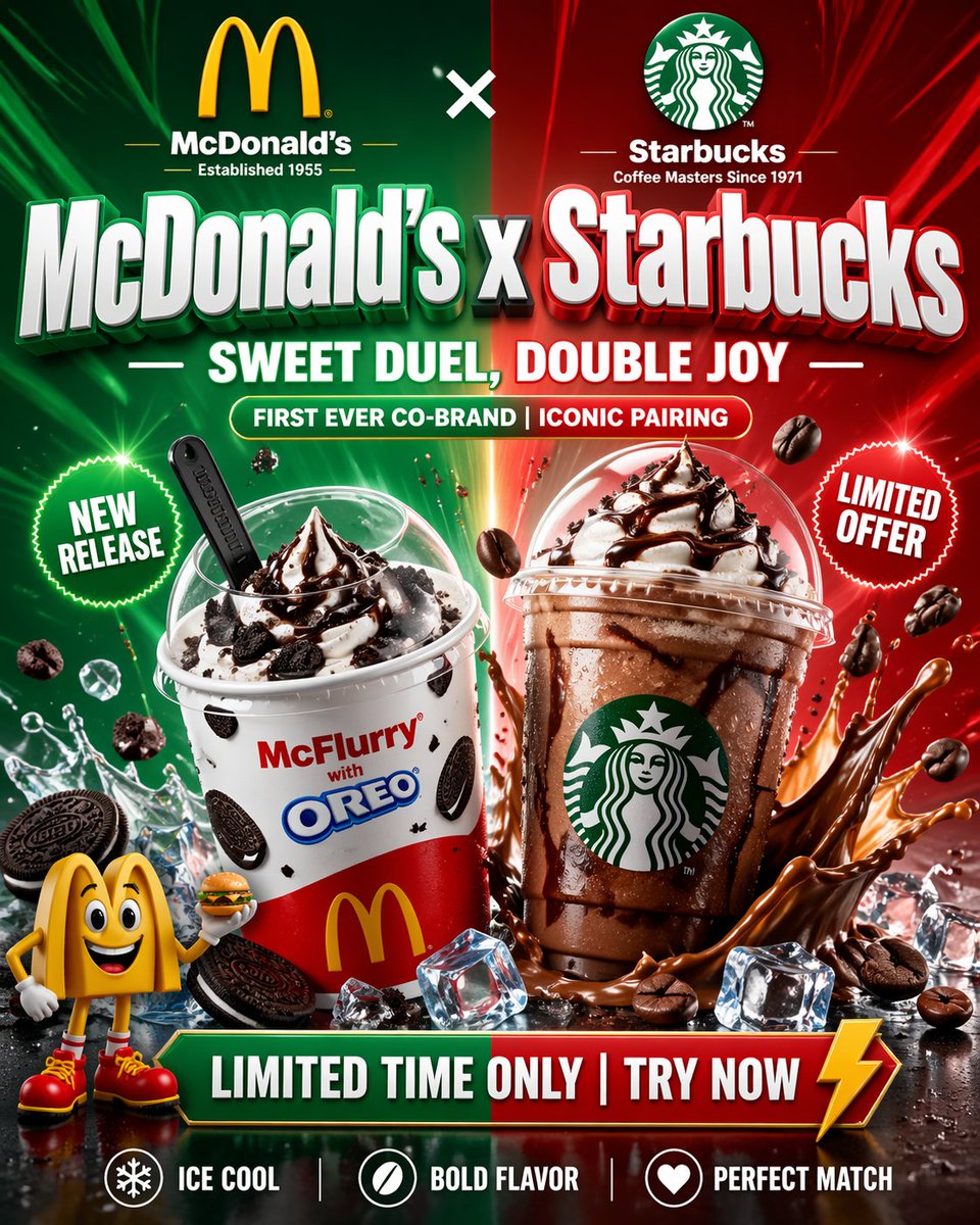 {"type":"promotional fast-food crossover poster","style":"hyper-polished commercial advertising, glossy 3D product rend…