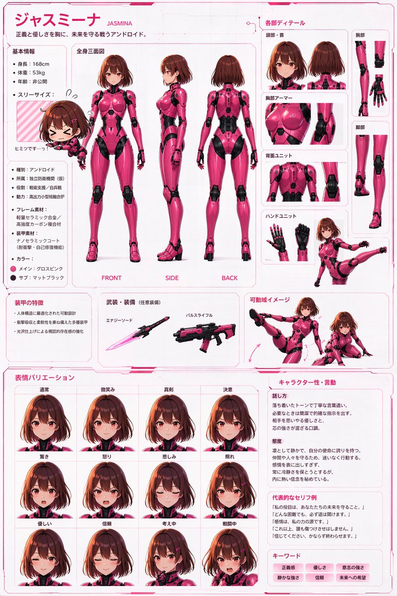 {argument name="character name" default="Jasmina"} reference sheet