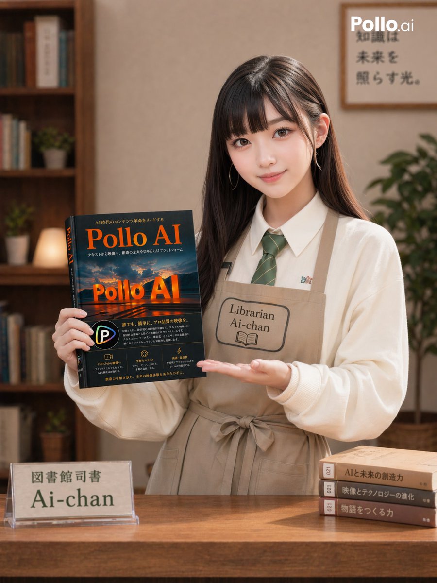 A photorealistic vertical promotional portrait in a cozy modern library or bookstore interior, showing a young East Asi…