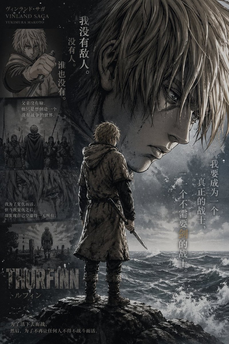 A dark, gritty cinematic anime poster in the style of a historical seinen manga cover, inspired by {argument name="seri…