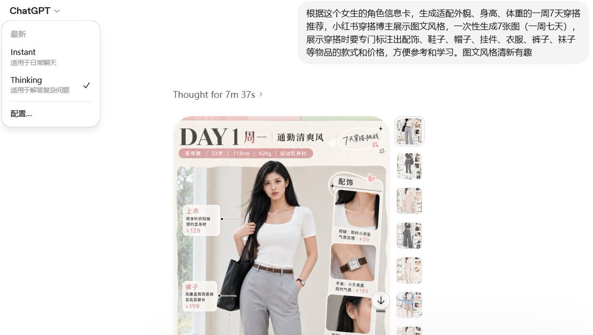 Based on this character info card for a {argument name="subject" default="girl"}, generate a 7-day outfit recommendatio…