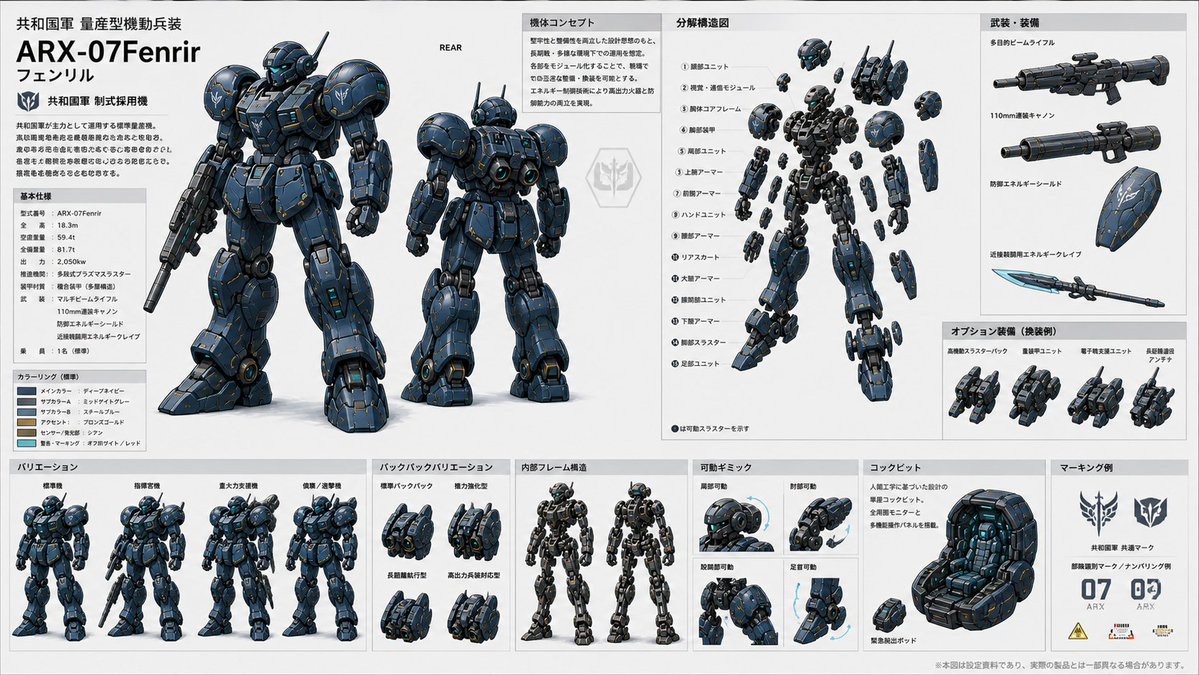 {"type":"futuristic anime mecha design specification sheet","style":"highly detailed Japanese sci-fi military concept a…