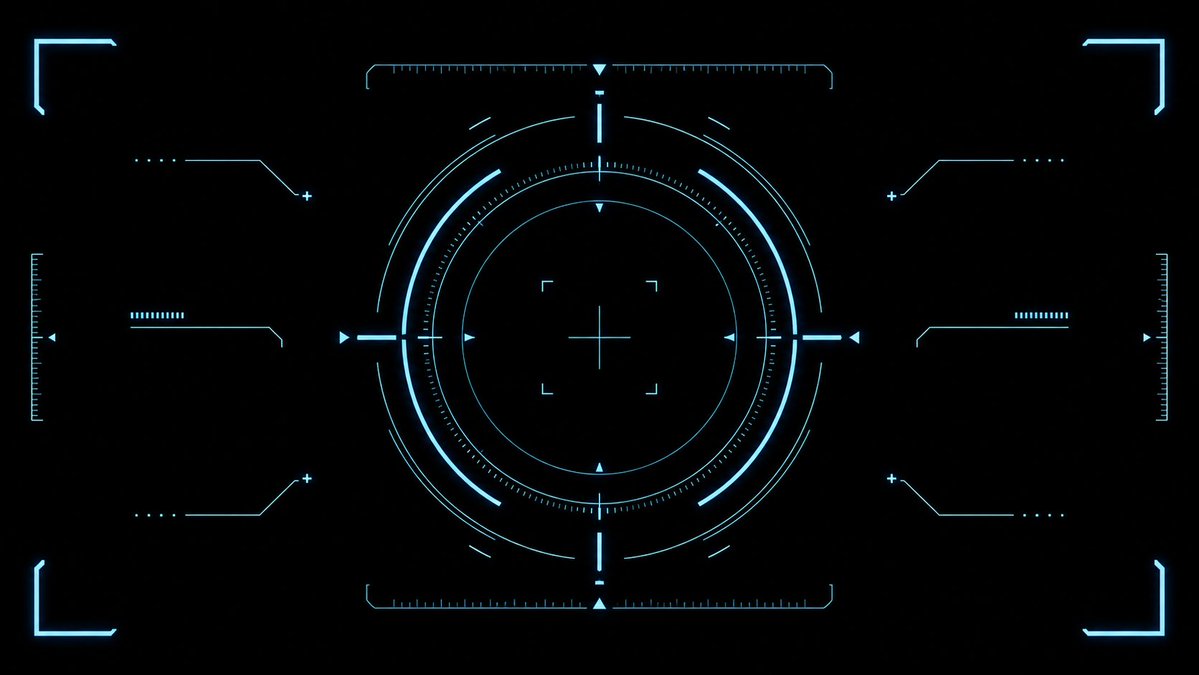 {"type":"futuristic sci-fi HUD interface effect asset","format":"wide 16:9 transparent-style graphic on pure black back…