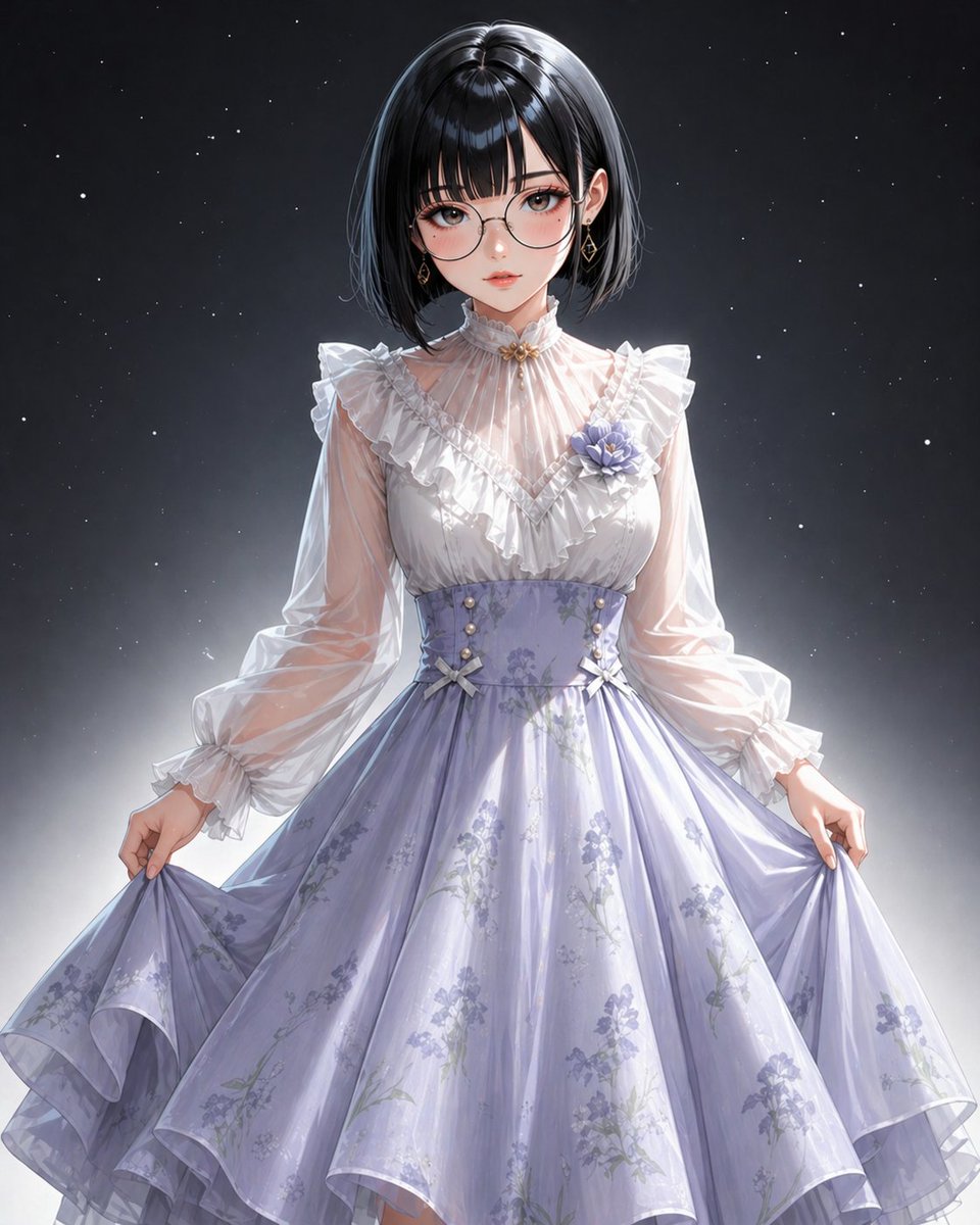 Create a polished anime-style full-body fashion portrait of a young woman named {argument name="character name" default…