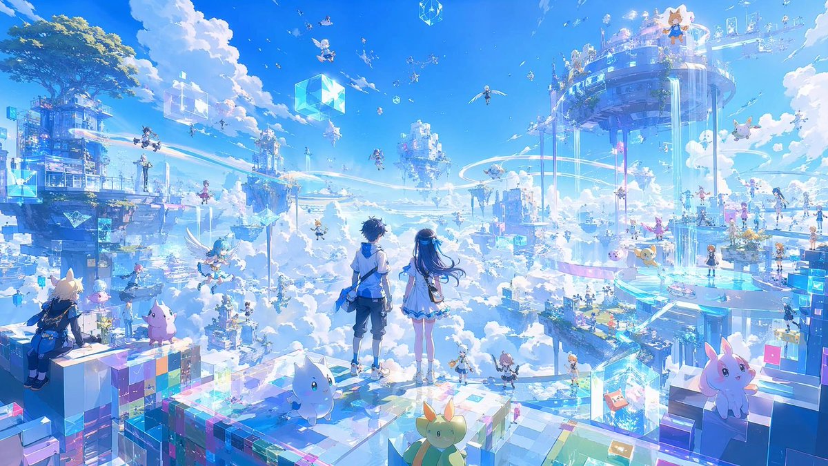 Create a breathtaking ultra-wide anime fantasy illustration of a radiant sky city above the clouds, a futuristic magica…