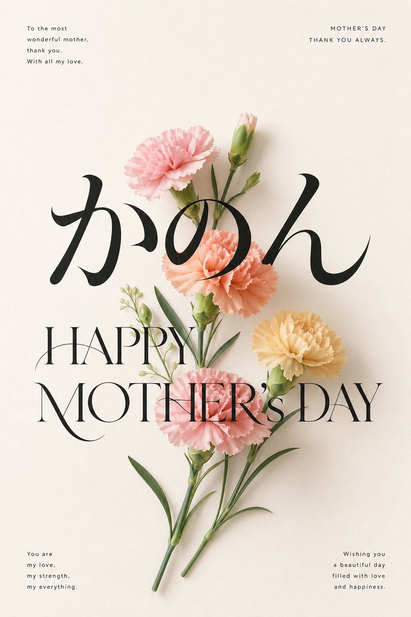 Create a minimalist vertical Mother's Day wallpaper poster on a warm ivory paper background with soft natural shadows a…