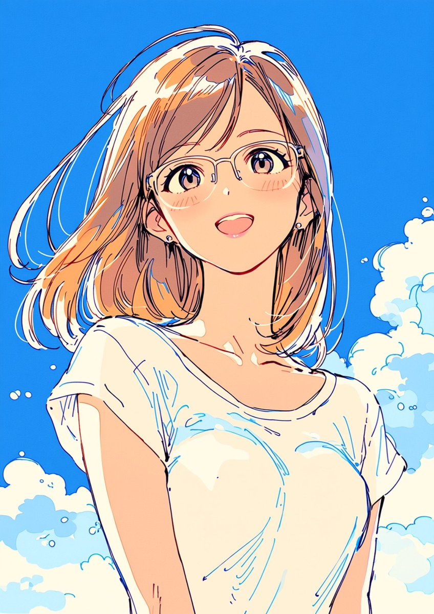 Create a vibrant single-panel anime illustration of {argument name="character description" default="a young woman with …