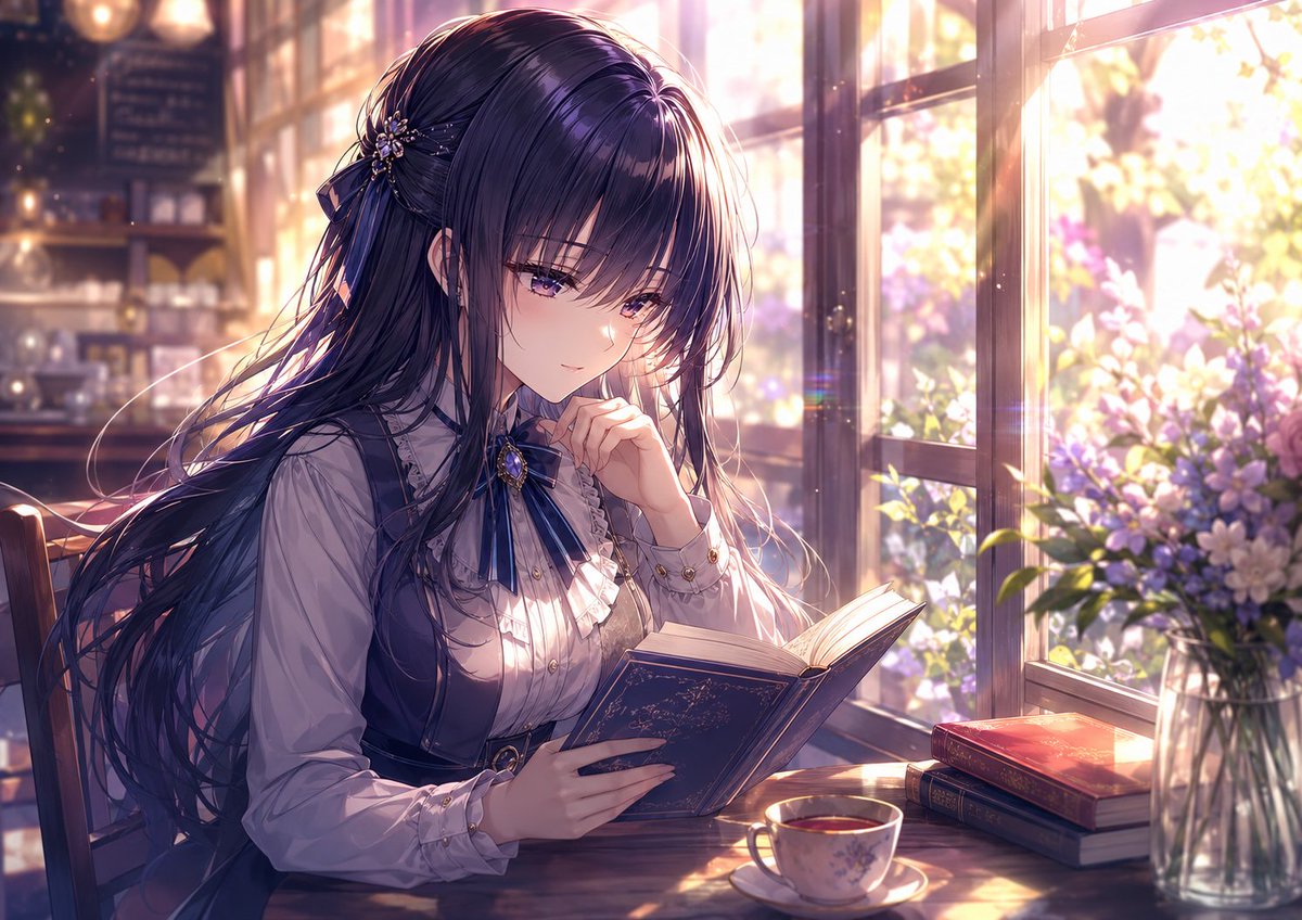 Create a richly detailed anime-style illustration of an elegant cool-toned young woman, {argument name="character name"…