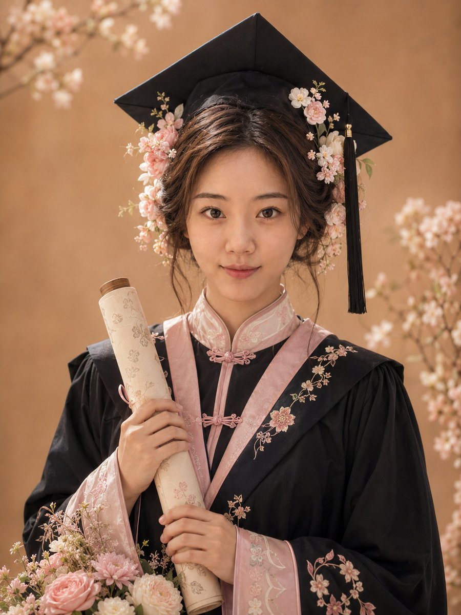 New Chinese Style Graduation Portrait | 4 Individually Refined Photos. Please generate 4 different individually refined…