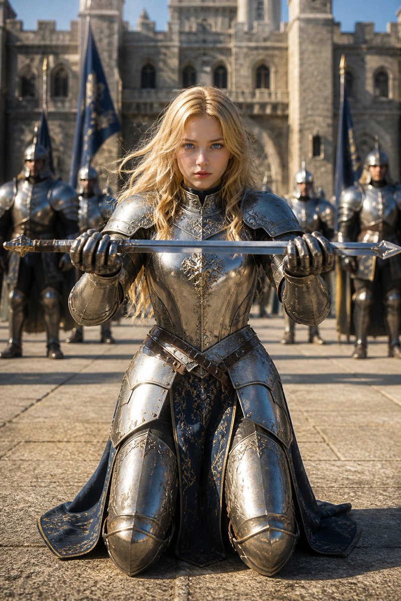 Create a cinematic photorealistic medieval fantasy portrait of {argument name="main character" default="a blonde female…