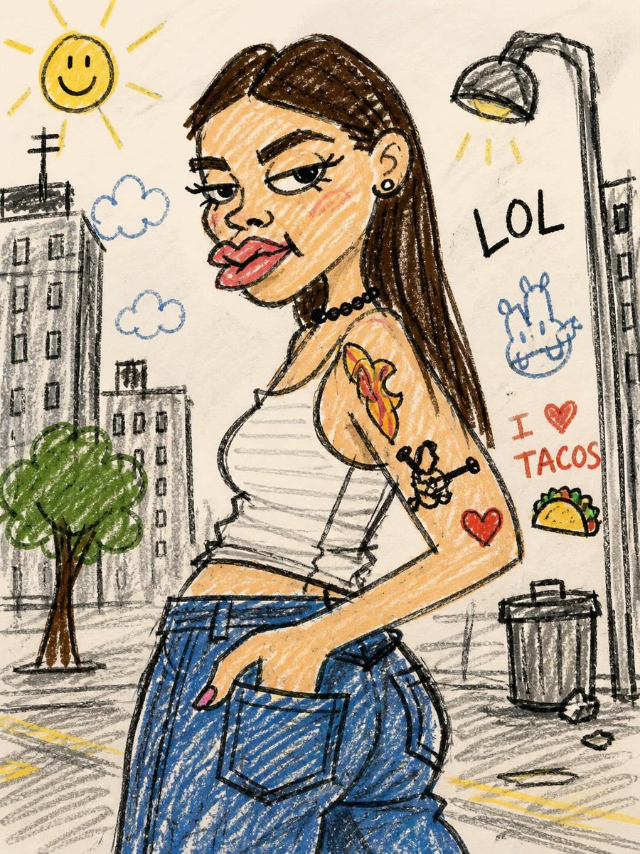Turn this photo into a funny ugly doodle drawing. Make it look like: a quick sketch using a {argument name="tool" defau…