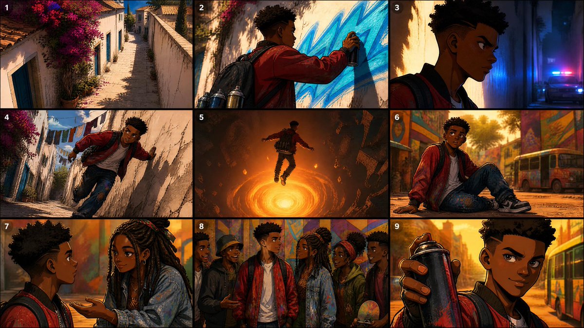 Create a 2.5D animation, cinematic midday lighting, stylized realism, vibrant colors, volumetric sunlight, depth of fie…