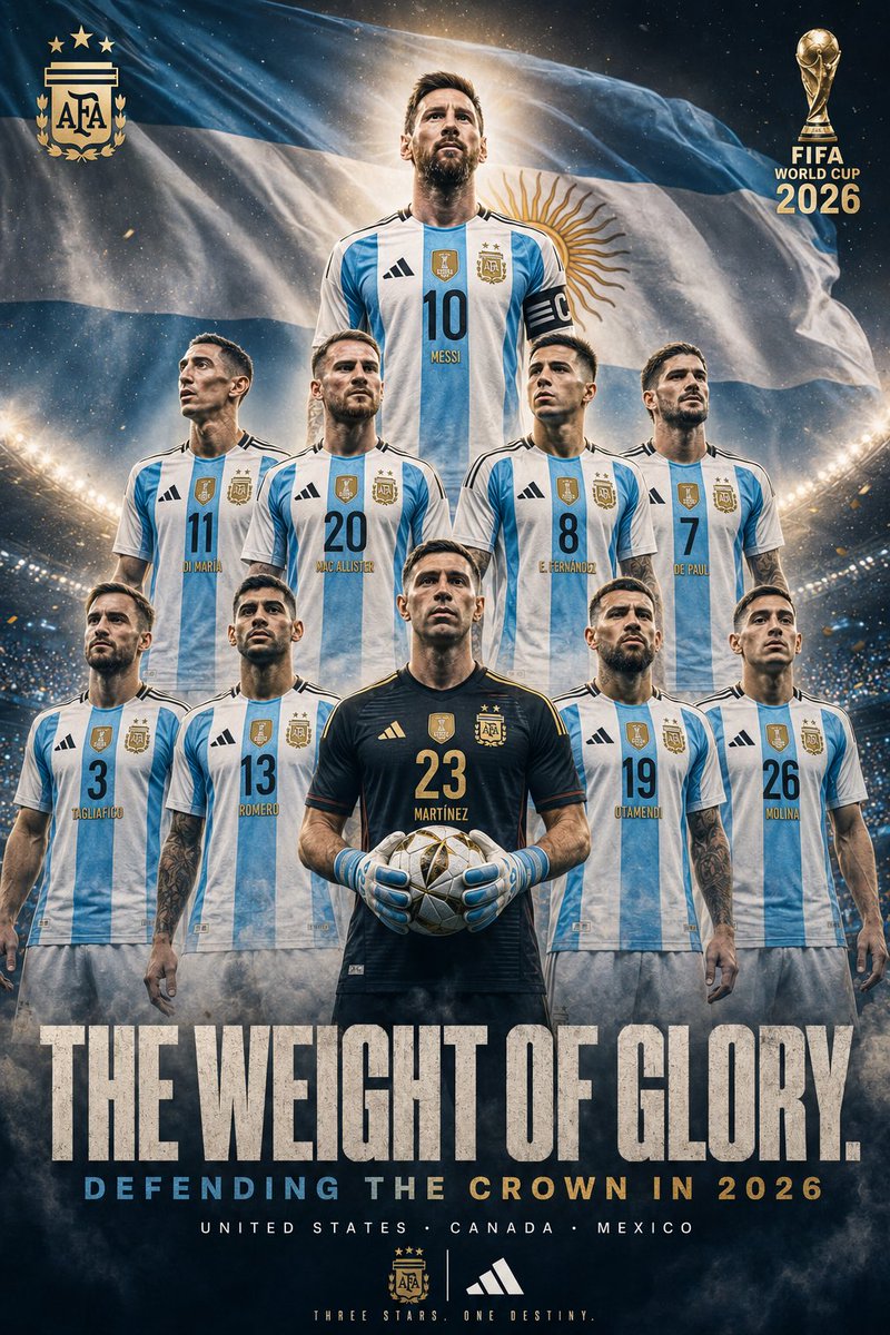 Goal: Create a cinematic vertical sports poster for {argument name="team name" default="Argentina national football tea…