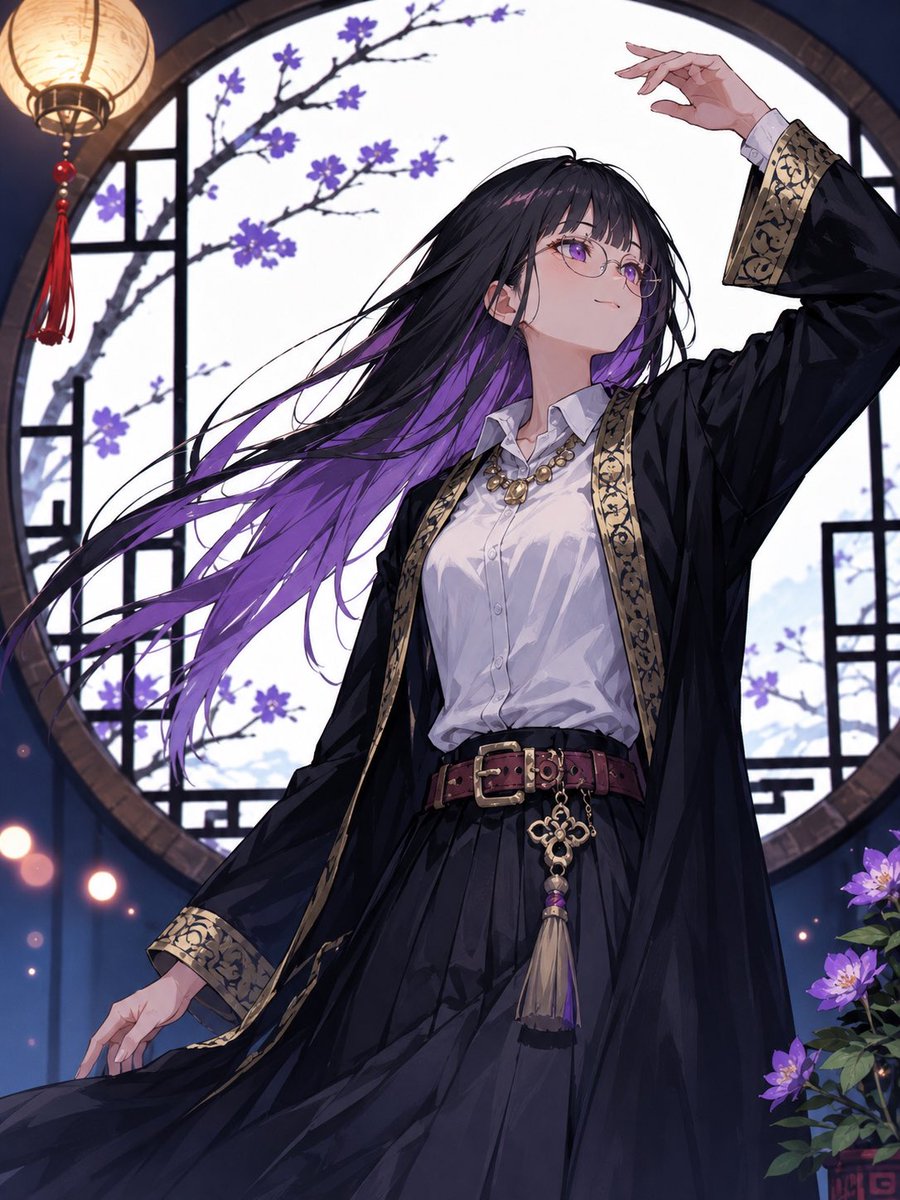 Create a polished anime-style vertical portrait of {argument name="character name" default="a mysterious elegant woman"…