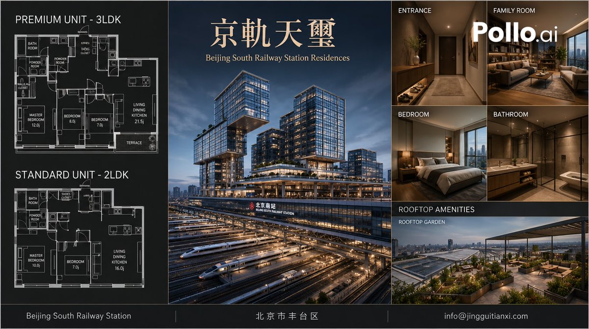 Goal: Create a polished luxury real-estate brochure board for {argument name="residence name" default="京軌天璽"}, an upsca…