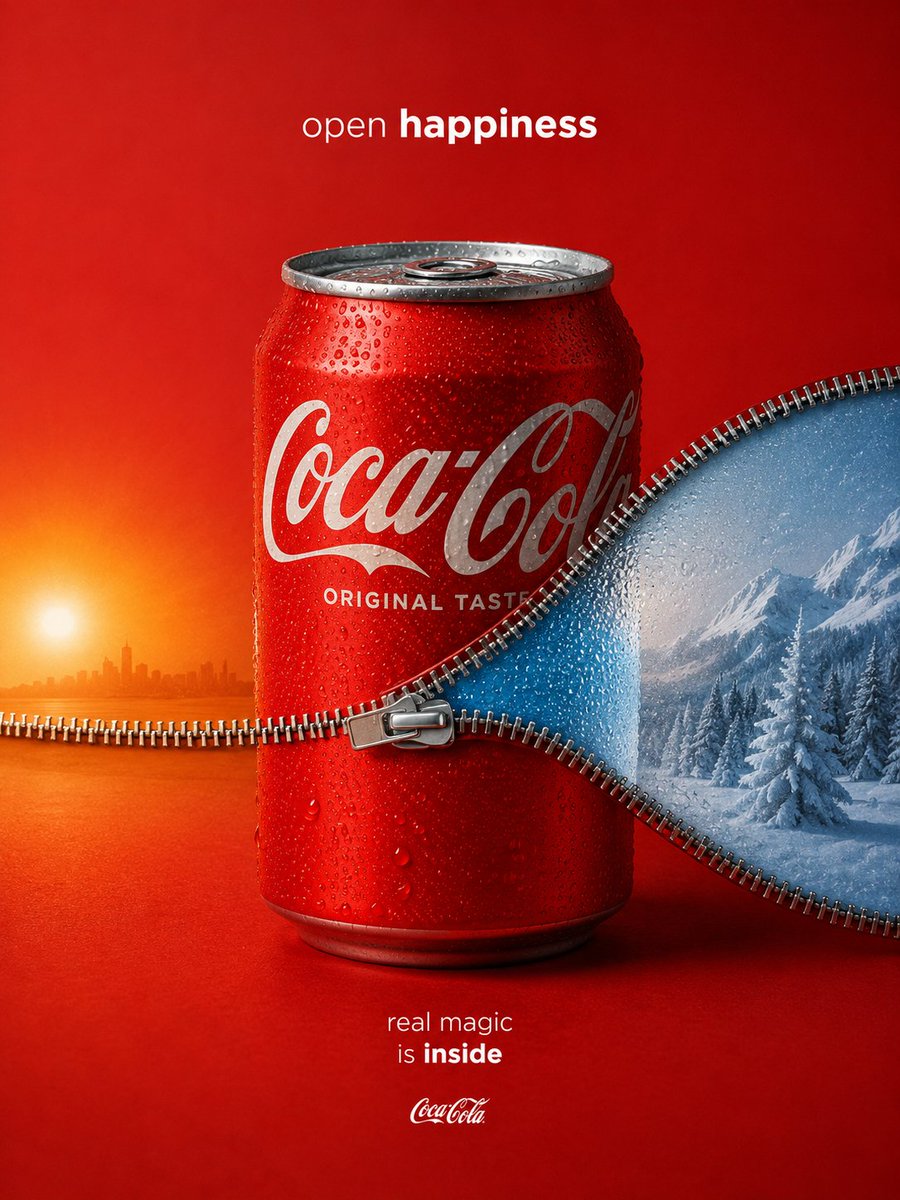 Create a premium conceptual beverage advertisement for {argument name="brand name" default="Coca-Cola"} on a vertical 4…