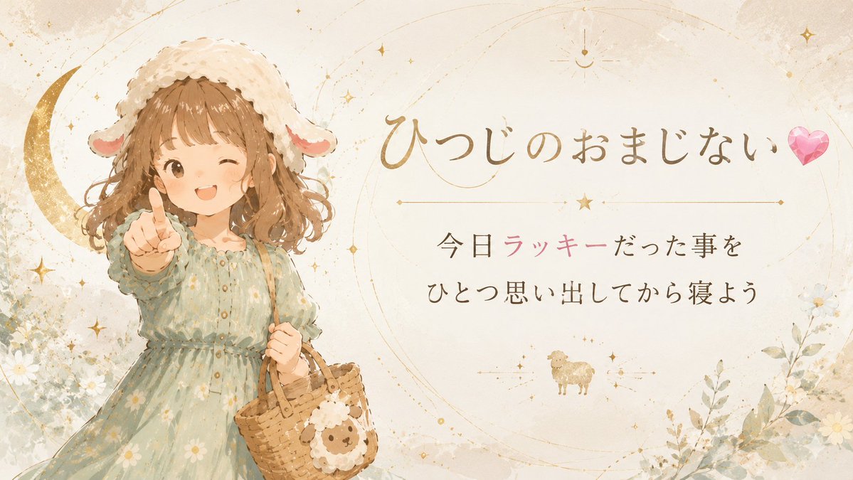Goal: Create a dreamy Japanese bedtime charm poster featuring a sheep-themed girl and gentle good-luck message. Canvas:…