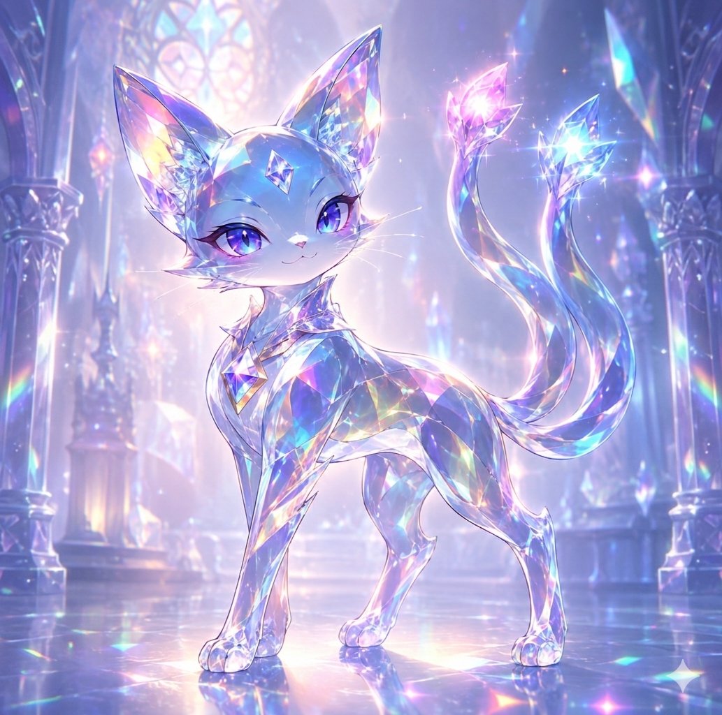 Create a luminous fantasy anime illustration of {argument name="character name" default="Nico"}, a small elegant crysta…