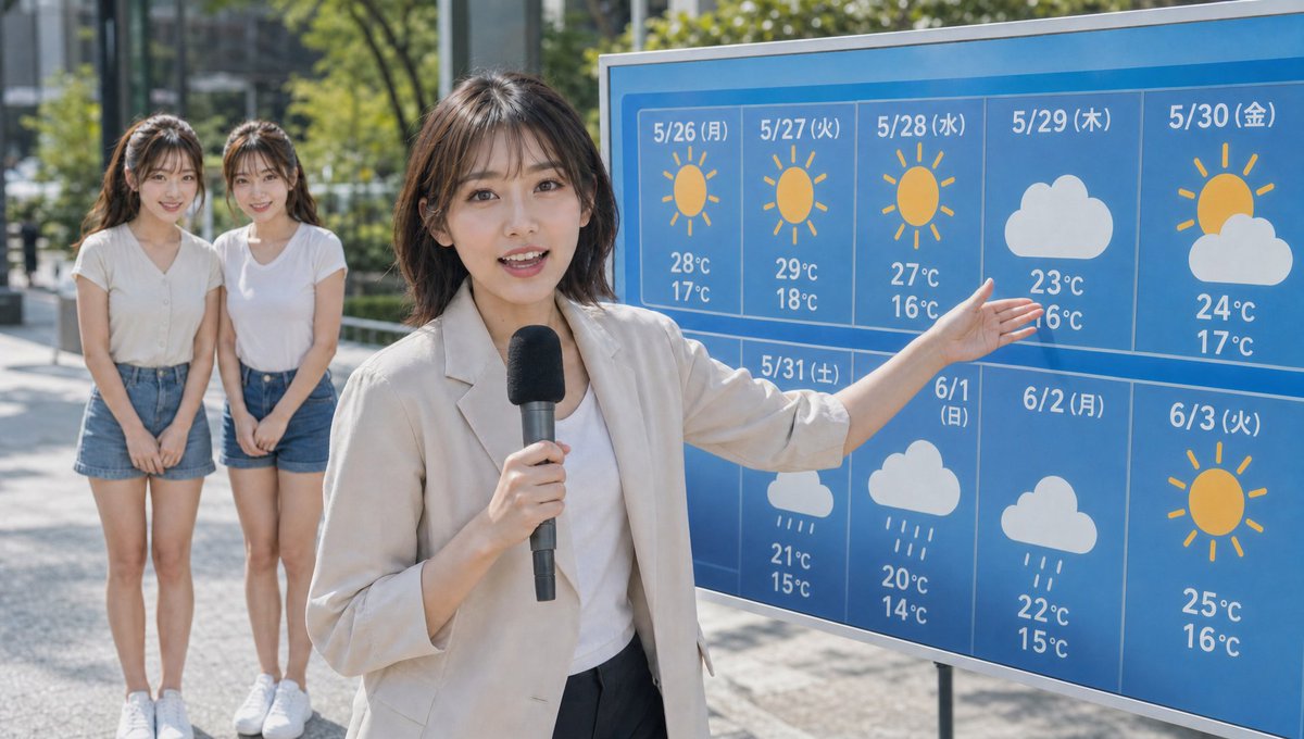 Maintain the twin figures from the reference image, realistic live-action style, outdoor live news broadcast scene. A w…
