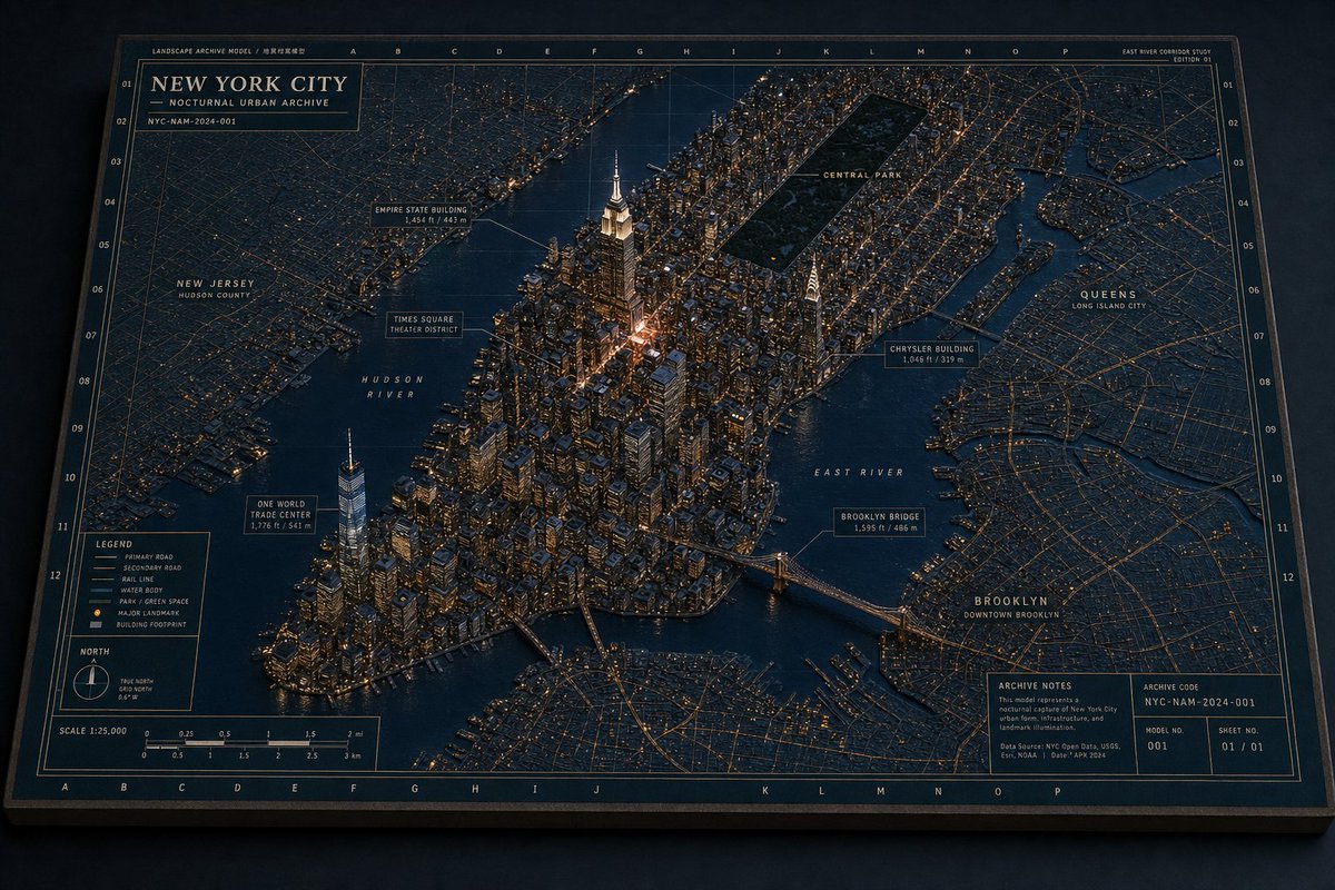Goal: Create a cinematic 3D miniature architectural map of {argument name="city name" default="New York City"}, present…