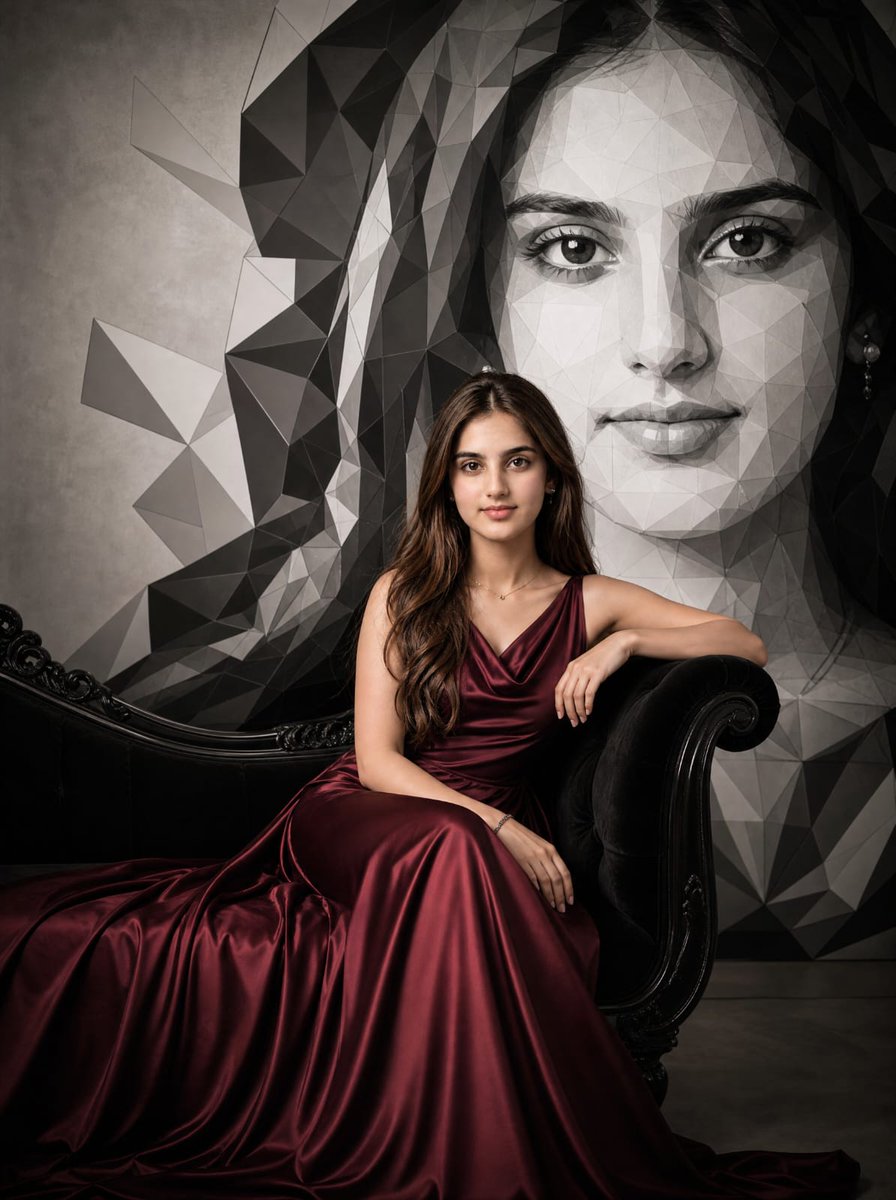 Create a cinematic luxury fashion editorial portrait of {argument name="character description" default="an elegant woma…