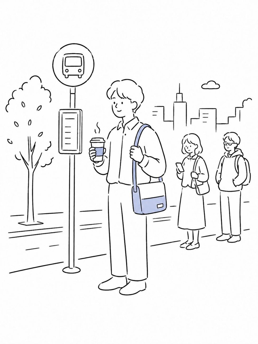 Clean minimalist black-and-white vector line art illustration in a modern Japanese/Korean editorial style. Simple conti…