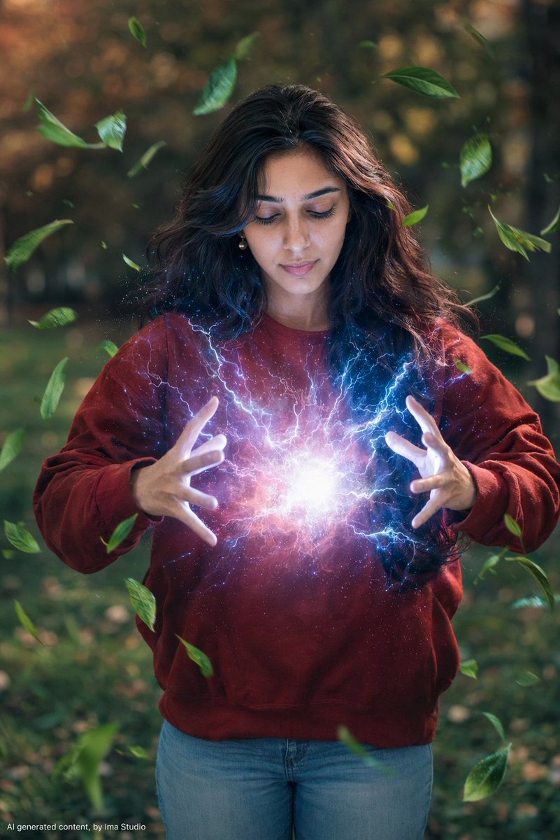 A {argument name="subject" default="young woman with long dark brown wavy hair"} stands outdoors in a garden setting, e…