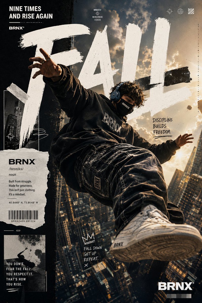 Ultra-premium streetwear fashion poster featuring a {argument name="subject" default="young masked man"} floating high …