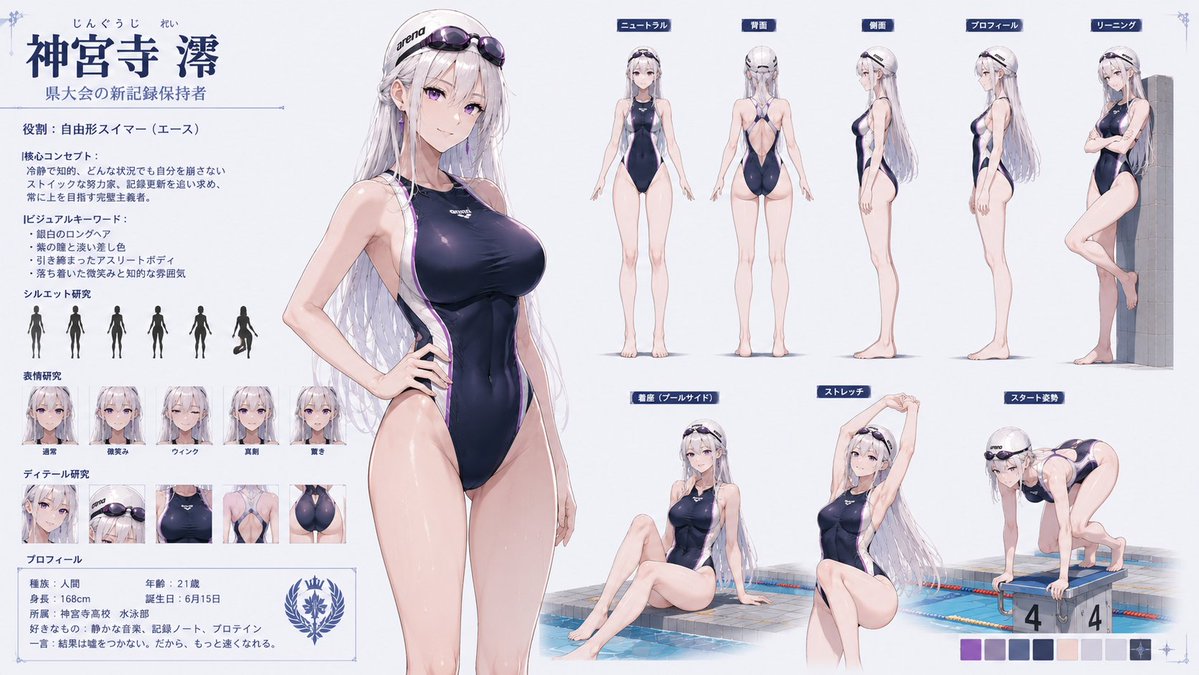 Goal: Create a high-detail professional anime character design reference sheet for {argument name="character name" defa…