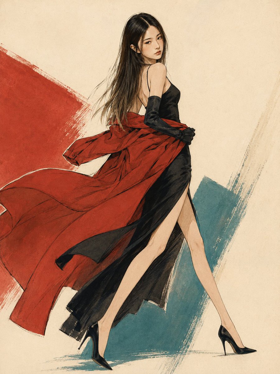 retro Japanese fashion illustration, 1980s-1990s editorial manga style, {argument name="subject" default="elegant glamo…