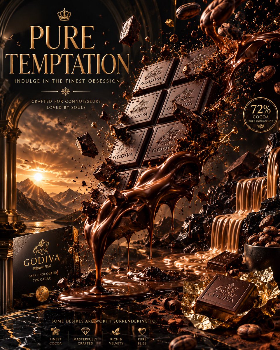 Luxury {argument name="product" default="chocolate"} advertising masterpiece, an enormous artisan {argument name="item"…