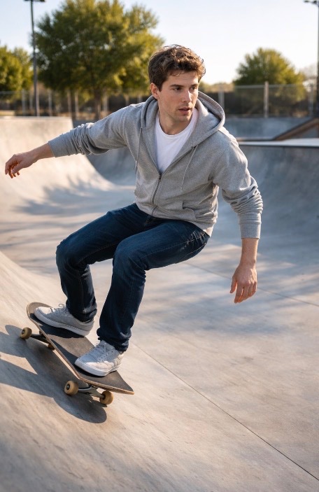 {argument name="person" default="Sam Altman"} skating at a {argument name="location" default="skatepark"}, completely e…