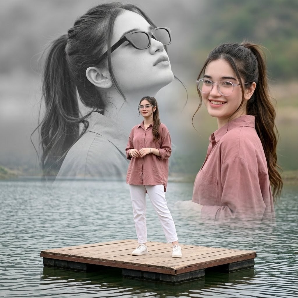 Create a photorealistic cinematic triple-portrait composite of {argument name="subject" default="a beautiful young Sout…