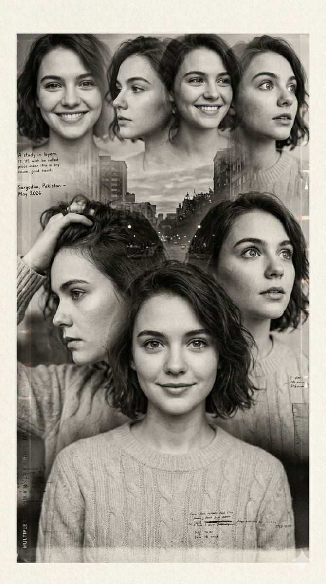 The two images feature multiple exposures of the same young woman and young man, capturing various emotions and angles …