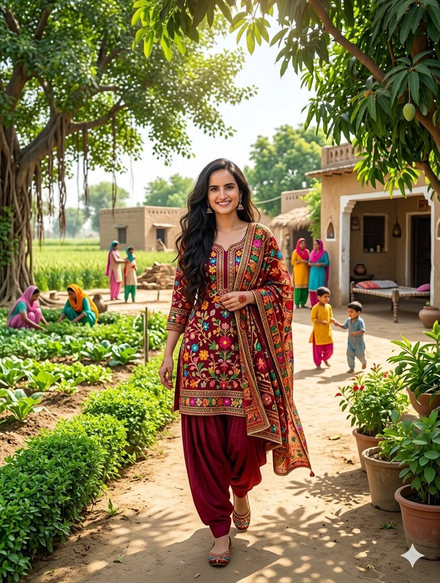 { "image_generation_request": { "subject": { "person": "A beautiful South Asian woman", "expression": "Warm, natural sm…