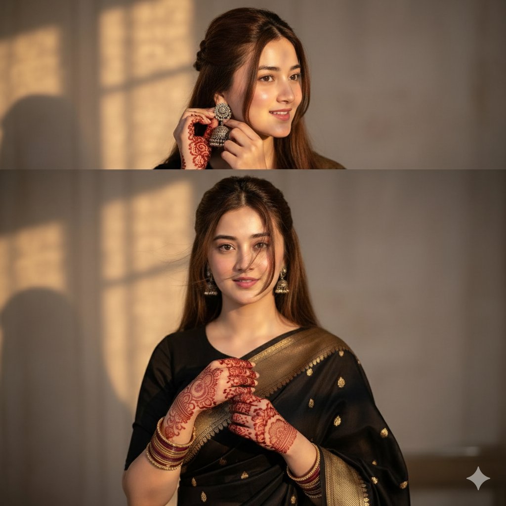 ultra-realistic cinematic portrait of a young {argument name="ethnicity" default="Indian"} woman in warm golden hour su…
