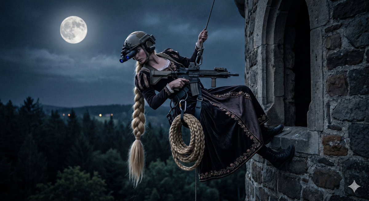 the {argument name="character" default="princess Rapunzel"} performs her {argument name="action" default="exfil"} witho…