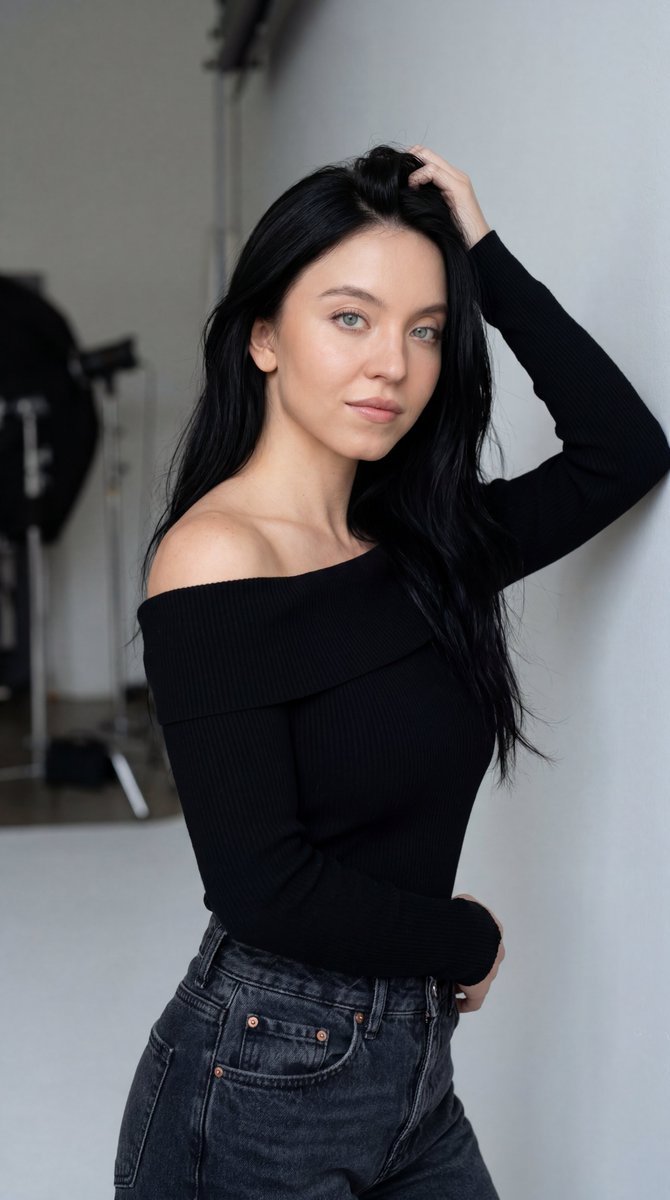 Ultra-realistic studio fashion portrait of a {argument name="subject" default="beautiful Korean woman"} posing against …